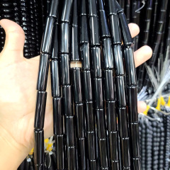 AB0239 Black Agate Onyx Cylinder Tube Beads,Stone Cylinder Tube Beads