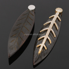 CZ7277 Fashion CZ micro pave diamond OX bone feather pendant,wing charm pendant
