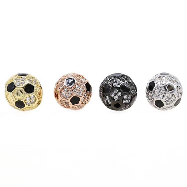 CZ7438 Silver Gunmetal Rose Gold CZ Micro Pave Football Beads,Cubic Zirconia Football Beads