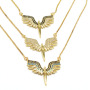 NZ1269 Dainty Gold Plated CZ Micro pave Angel Archangel Wings Protection Necklace