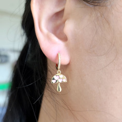 EC1769 Fashion cuff enamel women  brass with CZ clips earring, trendy enamel diamond mushroom earrings clips ladies earring