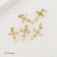 CZ7908 Dainty Mini Minimal Cubic Zirconia Diamond CZ Micro Pave Crescent Heart Bracelet Charms