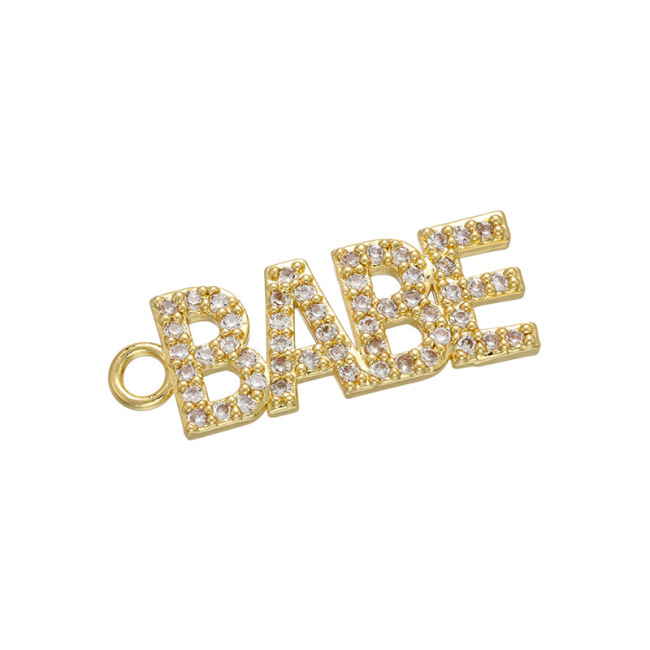 CZ8111 New Dainty Diamond CZ Micro Pave Letter Words Babe Charms for Bracelet