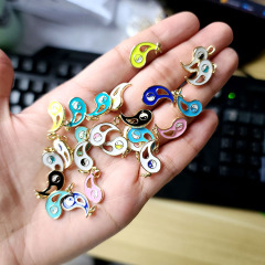 JS1548 Gold Plated Enamel Neon Yin Yang Taichi Charm Pendants for Bracelet Necklace Earring Making Supplies