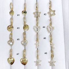 EC1729 2021 Womans Fashion Gold Plated Clear CZ Micro Pave Smiley Pearl Heart Cross Dangle Charm Huggie Earrings EC1729 2021 Womans Fashion Gold Plated Clear CZ Micro Pave Smiley Pearl Heart Cross Dangle Charm Huggie Earrings
