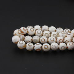 AB0442 Hot sale White Faceted Tibetan Agate Eye Dzi Stone Beads