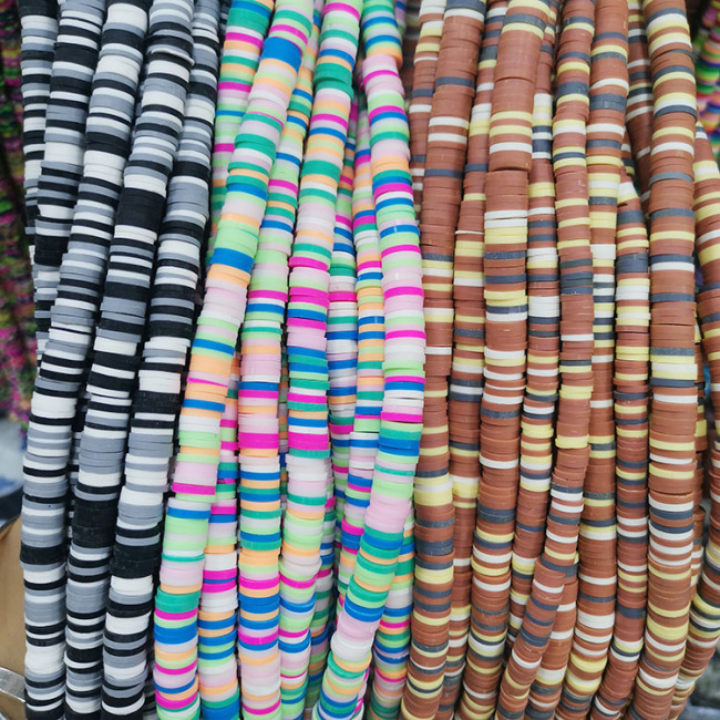 CC1866 Wholesale 8mm Rainbow Polymer Clay Vinyl Disk Heishi Beads,Mixed Colour Polymer Clay Disc Spacer Beads