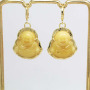 EN1040  18k Gold Plated Jade Stone Laughing Buddha Huggie Hoop Earrings Spiritual Earrings