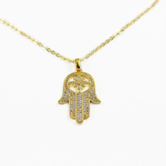 NE2476 Fashion Hand of Hamsa necklace,CUbic zirconia gold plated pendant necklace