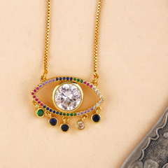 NZ1218 trendy rainbow big gemstone  evil eyes charms Pendant Necklaces for lady