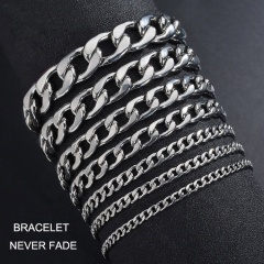 NS1015 High Quality Never Fade Titanium Stainless Steel Hip-Hop Chain Bracelet Chain Necklace