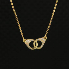 NZ1144 Dainty Bling Jewelry Gold Plated Zircon CZ Diamond Handcuff Pendant Chain Necklace NZ1144 Dainty Bling Jewelry Gold Plated Zircon CZ Diamond Handcuff Pendant Chain Necklace