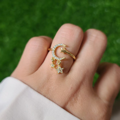 RM1359 Chic Dainty Mini 18k Gold Plated Crystal CZ Butterfly Star Finger Rings