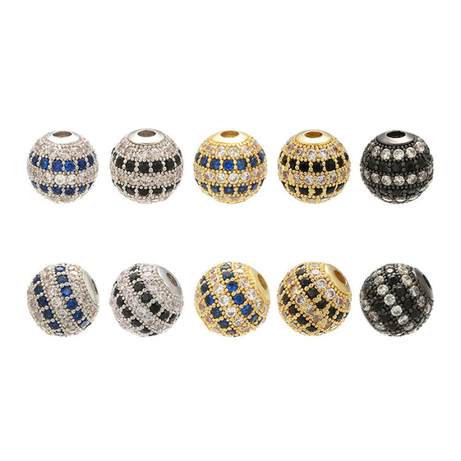 CZ7995 black and Clear cz inlay copper cz micro pave beads,CZ Micro Pave Ball Bead, Gunmetal Cubic Zirconia Ball Bead