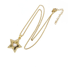 NZ1299  Fashion 18k Gold Hollow Star Heart Shaped Moon Crescent and Star Celestial Jewelry Necklace