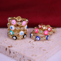 RM1273 Fashion 18k Gold Plated CZ Diamond Evil Eyes Brass Band Open Rings
