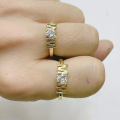 RM1178 Dainty Gold Plated Diamond CZ Micro Pave Heart Mom Stackable Rings for Ladies