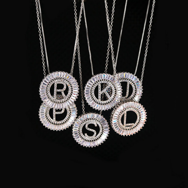 NZ1003S Silver Cubic Zirconia Diamond CZ 26 Alphabet Letter Charm Pendant Necklaces A-Z Zircon Initial jewelry for Women