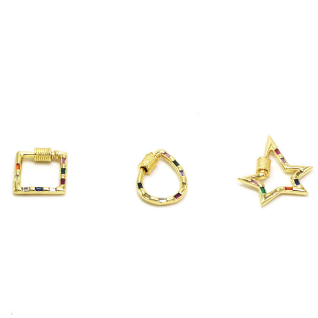 CZ8362 18K Gold Plated Pendant,rainbow CZ Micro Pave heart star Geometric hand Charm