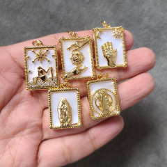 CZ8517 Fashion Brass CZ Charm Hama Hand Men Necklace 18K Gold Plated Marry Pendant Necklace