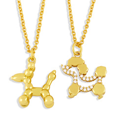NZ1227 NEW 18K gold plated brass cz diamond pave lucky balloon puppy dog Charm Pendant Necklaces NZ1227 NEW 18K gold plated brass cz diamond pave lucky balloon puppy dog Charm Pendant Necklaces