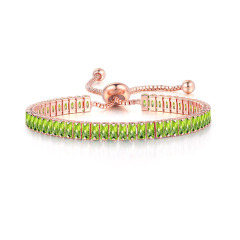 BC1314 Rectangle Diamond Zircon Cubic Zirconia Chain Slide Bracelet,Diamond CZ Adjustable Bracelets Dainty Tennis Bracelet