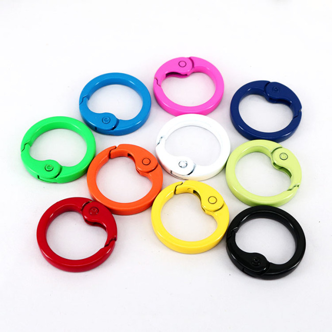 JF1327 Enamel Neon Round Circle Snap Clip Trigger Clasps Spring Gate Buckle for Jewelry Necklace Making