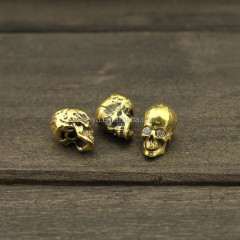 CZ6942 Newest gold skull charm beads with diamond,CZ micro pave skull head beads for men's bracelet making