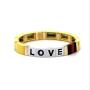 BM2002 New 2019 Popular Rainbow Alphabet Love Enamel Crush Tile Bracelet
