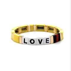 BM2002 New 2019 Popular Rainbow Alphabet Love Enamel Crush Tile Bracelet