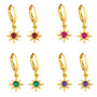 EC1808 Fashion Dainty Minimalist Mini 18K Gold Multicolor Women Zircon CZ North Star Huggies Earring For Ladies