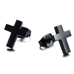 ES1067 Men's Jewelry Gold Plated  Stainless Steel Cross Studs Earrings for Men