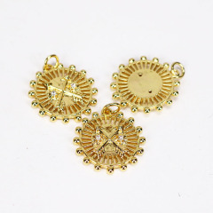 CZ8102 High Quality Gold CZ Micro Pave Snake Triangle Pendant, Roundel Disc Micro Pave Charm for Jewelry Making
