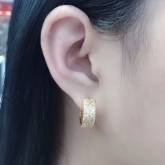 EC1561 Wholesale Bling Crystal Ear Jewelry Cubic Zirconia Hoop Huggies Earring, Micro Pave Huggie Earrings