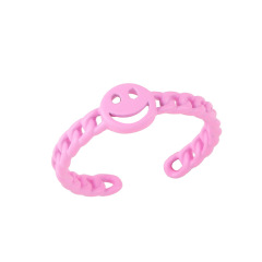 RA1022 Neon Enamel Rainbow Colored Brass Metal smile Stackable Rings for Ladies