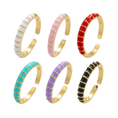 RA1043 18k gold plated Brass Metal colorful enamel elongate link open Rings