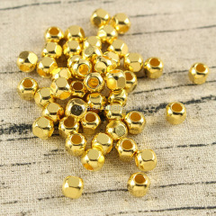 JS1224 Wholesale 6mm gold plated faceted metal round spacer beads