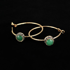 ER1016 Rhinestone Pave Gemstone Gold Hoop Earring for Women