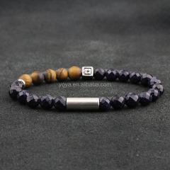 BN3012 natural tiger eye stone bead stainless steel magnetic clasp bracelet for men