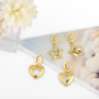 EC1742 New Style 18k gold plated brass CZ Diamond Micro Pave Moon Star Heart Studs hoop Earring