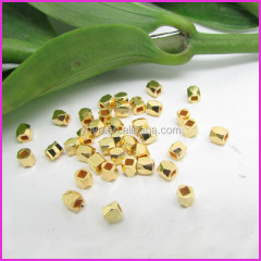 JS1128 Silver gold gunmetal rose gold Small Faceted Metal Gold Nugget Beads,Faceted Square Cube Jewelry Beads