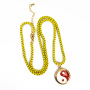 NM1080 2021 Summer Beach Jewelry Gold Plated Neon Enamel Rainbow Yin Yang Pendant with Enamel Box Chain Necklace