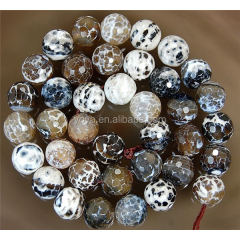 AB0002 Hot Sale Faceted Brown Coffee Fire Crackled Agate Beads