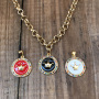NZ1046 New Winter Popular Chunky Gold O Chain Necklace with Enamel CZ Micro Pave Crown Disc Pendant