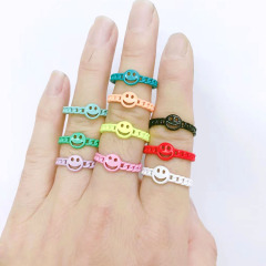 RA1022 Neon Enamel Rainbow Colored Brass Metal smile Stackable Rings for Ladies RA1022 Neon Enamel Rainbow Colored Brass Metal smile Stackable Rings for Ladies
