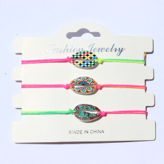 BE1011 Fashion Painting Painted Rainbow Multicolor Cowrie Shell Macrame Bracelets