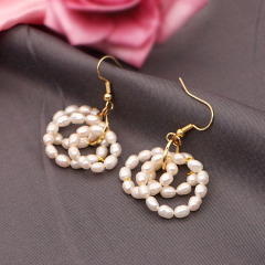 EP1004 new arrival fashion stainless steel women hoop earring ,trendy hook pearl ladies earring