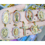CZ8468 Hotsale Charm 18k Gold Plated Rainbow CZ Micro Paved Blessed Mother Mary Saint Halo Religious Pendants