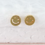 EC1707 Smiley Jewelry Earring Collection Gold plated Cubic zirconia CZ Diamond Pave Smile Face Smiley Huggie Studs Earrings