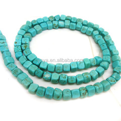 TB0257 Blue turquoise cubic cube beads,turquoise box square beads